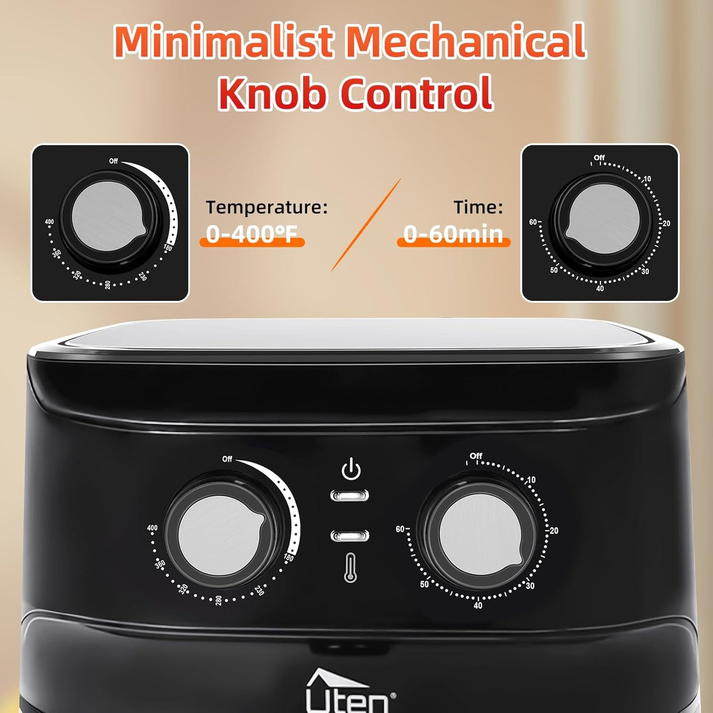 Air Fryer 5.8Qt/5.5L - Uten Electric Airfryer with Temperature Control, Timer, Non-Stick Fry Basket, 1700W High-power, Fast Oven Oilless Cooker, Dishwasher Safe - A Great Kitchen Assistant