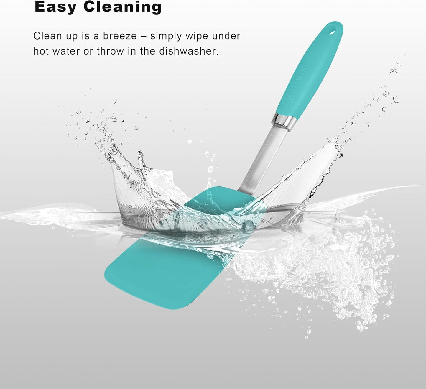 Silicone Spatulas Set Turners Tongs Cooking Utensils Set High Heat Resistant Kitchen Scraper Spatulas for Cooking Mixing Baking BPA Free Dishwasher Safe, Aqua Sky