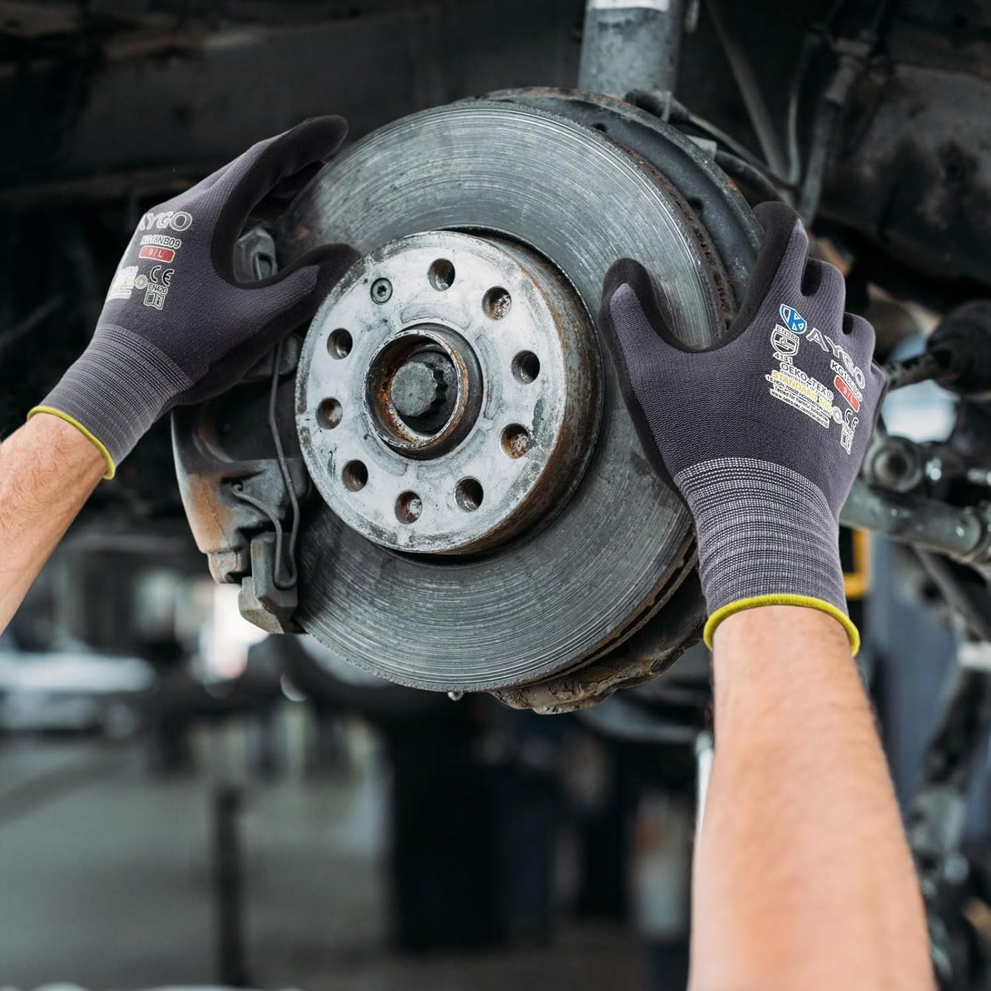 KAYGO Safety Work Gloves MicroFoam Nitrile Coated, 12 Pairs KG18NB,Seamless Knit Nylon Glove for Men and Women, Ideal for Automotive,Warehouse,Construction (Medium, Gray)