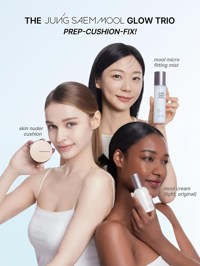 JUNG SAEM MOOL Essential Skin Nuder Cushion 10W Shell 0.49 Fl Oz, No Refill, Natural Radiant Finish Cushion Foundation with Buildable Coverage, Lightweight Texture, Korean Foundation Makeup
