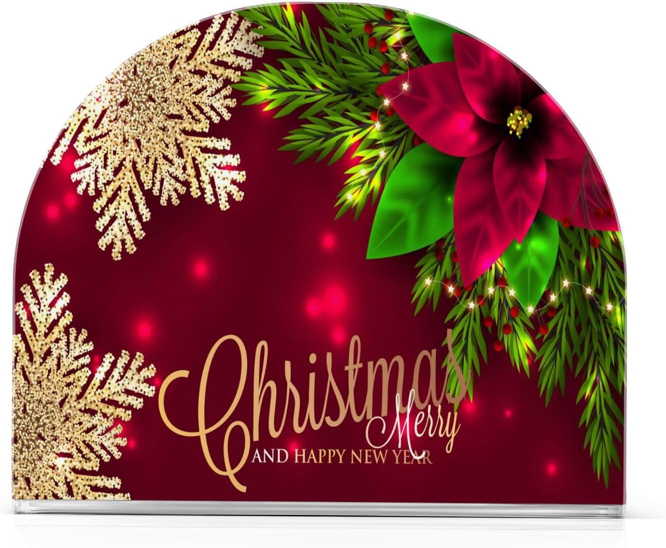 Christmas Poinsettia Flower Napkin Holder for Table Paper Napkins Holder Acrylic Tissue Dispenser Kitchen Dining Room Bathroom Party Car Decor