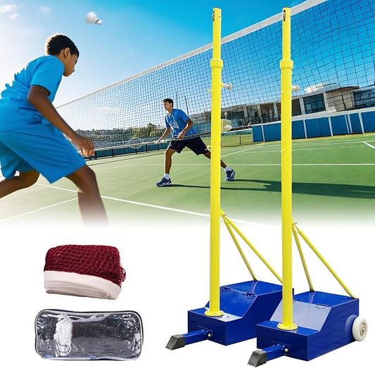 Volleyball Net Outdoor, Portable Volleyball Net Pole for Backyard, Badminton Net Set for Tennis with Wheels, Carry Bag,Volleybal/Badminton Poles & Net with Base Outdoor Training