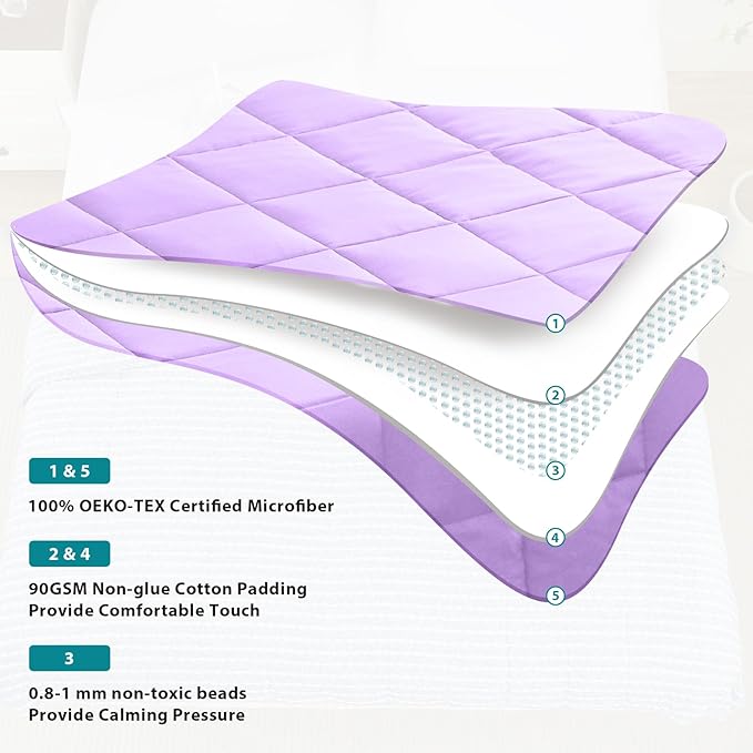 L'AGRATY Weighted Blanket - 48"x72" 15lbs Cooling Breathable Heavy Blanket with Glass Beads for Adult All-Season