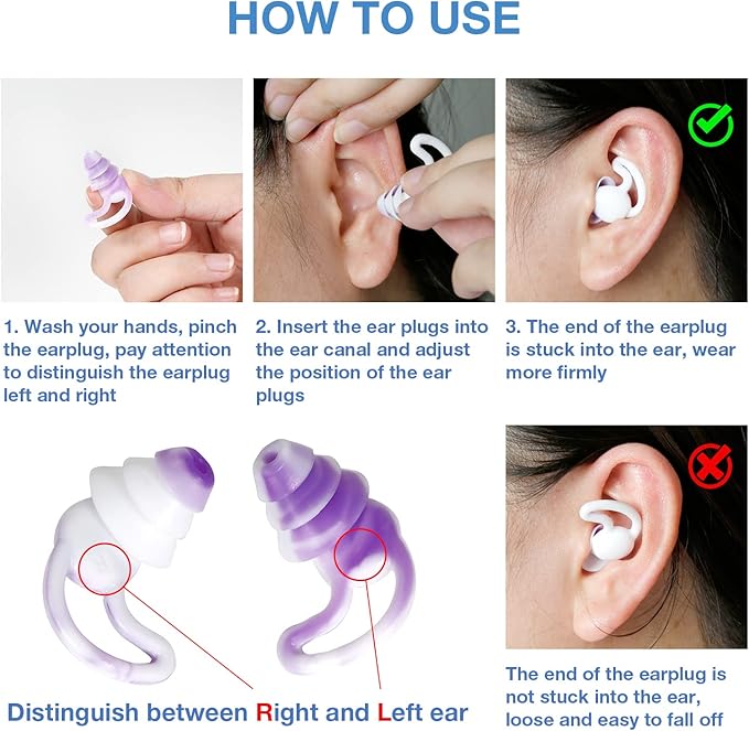 Reusable Swimming Ear Plugs with Nose Clips -2 Pairs Silicone Swimmers Ear Plugs for Adult Water Surfing, Snorkeling, Sleeping and Shower