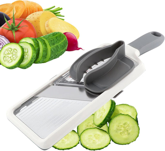 Multi Handheld Mandoline Slicer with Adjustable Stainless Steel Blade, Veggie Chopper & Cheese Grater, Mandolin French Fry Cutter for Speedy Slicing of Fruits and Vegetables