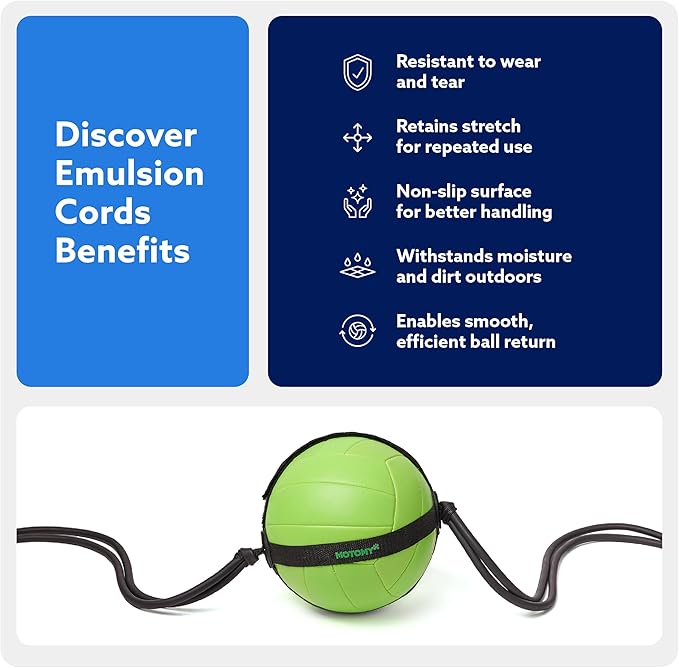 MOTOMY™ Volleyball Training Equipment Aid ‘VolleyPal’ – Solo Rebounder Trainer for Serve, Spike, Set & Pass; Indoor and Outdoor Practice Gear Gifts for Beginners & Experts