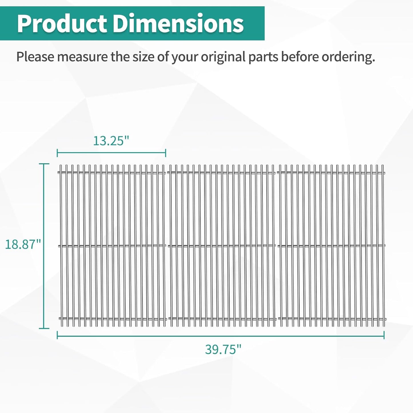 18 7/8" 304 Stainless Steel Grill Grates for Weber Genesis ii E-610 S-610 Genesis ii LX E-640 S-640 Genesis 2 Grill Parts for Weber Genesis ii 600 Series 66803 66096 Gas Grills 3 Pack