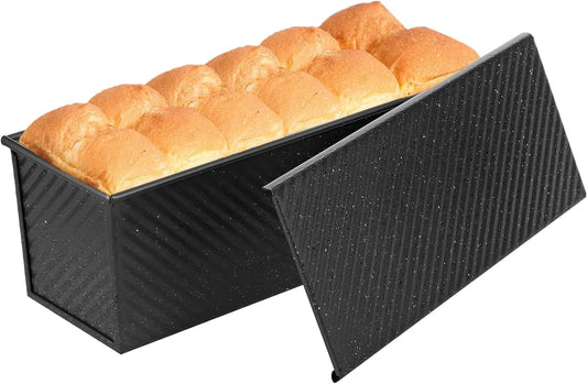 SS&CC Pullman Loaf Pan with Lid 13x4 | 2.2lb Carbon Steel Bread Pan for Homemade Sourdough & Sandwich Bread | Nonstick Bakeware, Heavy Duty & Easy Clean (Black, 2.2lb)