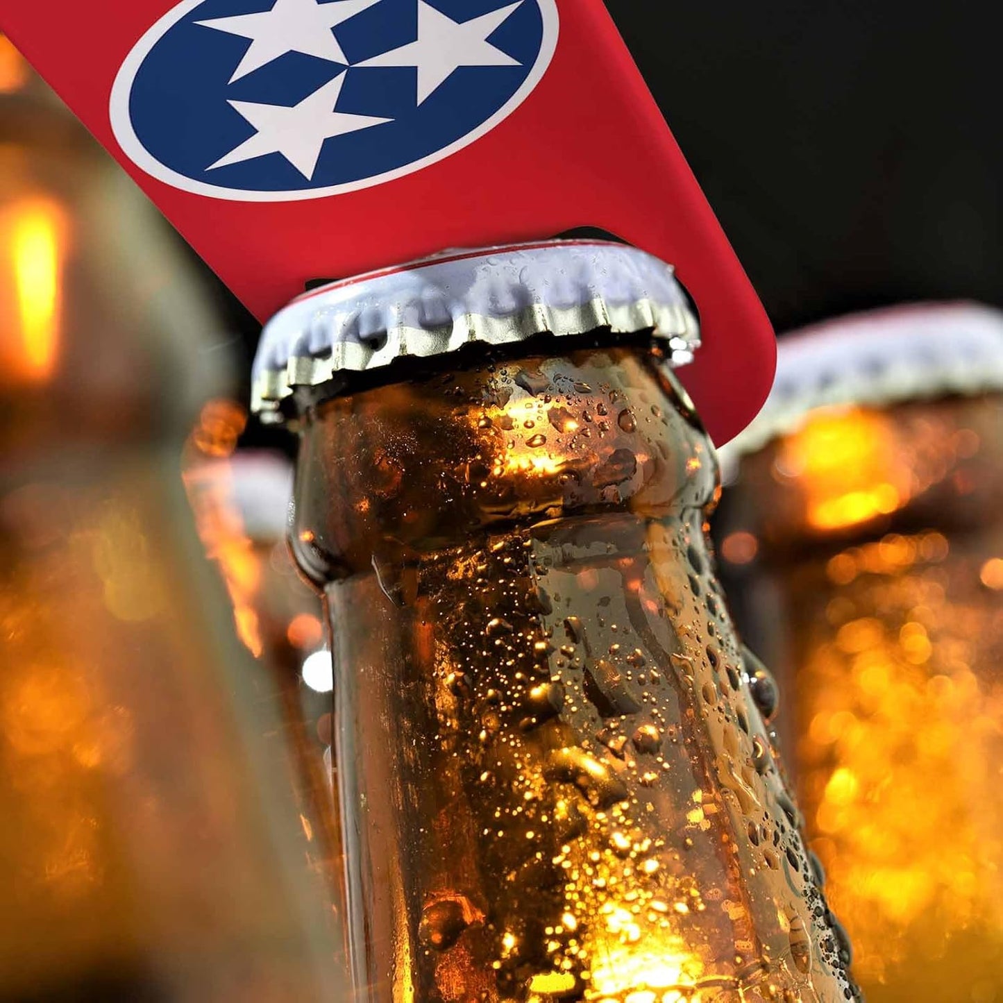 State of Tennessee Flag Stainless Steel Bottle Opener National Unity Red Blue White Stars Flat Beer Bottle Opener Keychain for Home Kitchen Bar Restaurant Party Birthday Gift