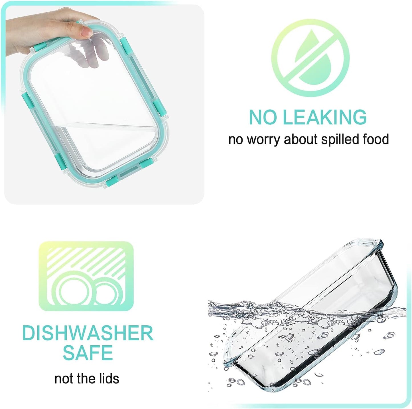 M MCIRCO [10-Pack,22 Oz Glass Meal Prep Containers,Glass Food Storage Containers with lids,Glass Lunch Containers,Microwave, Oven, Freezer and Dishwasher, Green