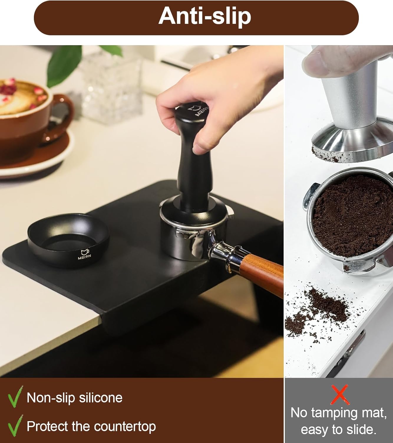 MEION Espresso Tamping mat, Coffee Espresso Tamper Mat, Food Grade Silicone Tamp Mat, Tamper Mat for Espresso Machine Espresso Accessories, Waterproof and Heat Resistant Espresso Mat