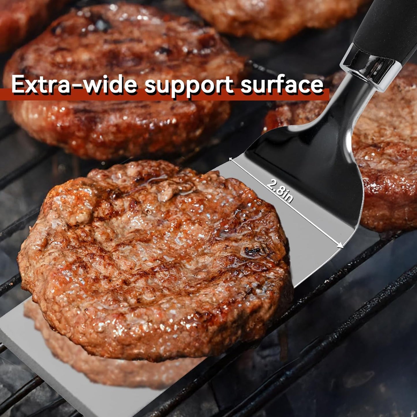 Metal Spatula for Cast Iron Skillet Grill & BBQ, Flat Top Griddle Spatulas for Burgers Fish Eggs, Stainless Steel Turner Flipper for Kitchen Use