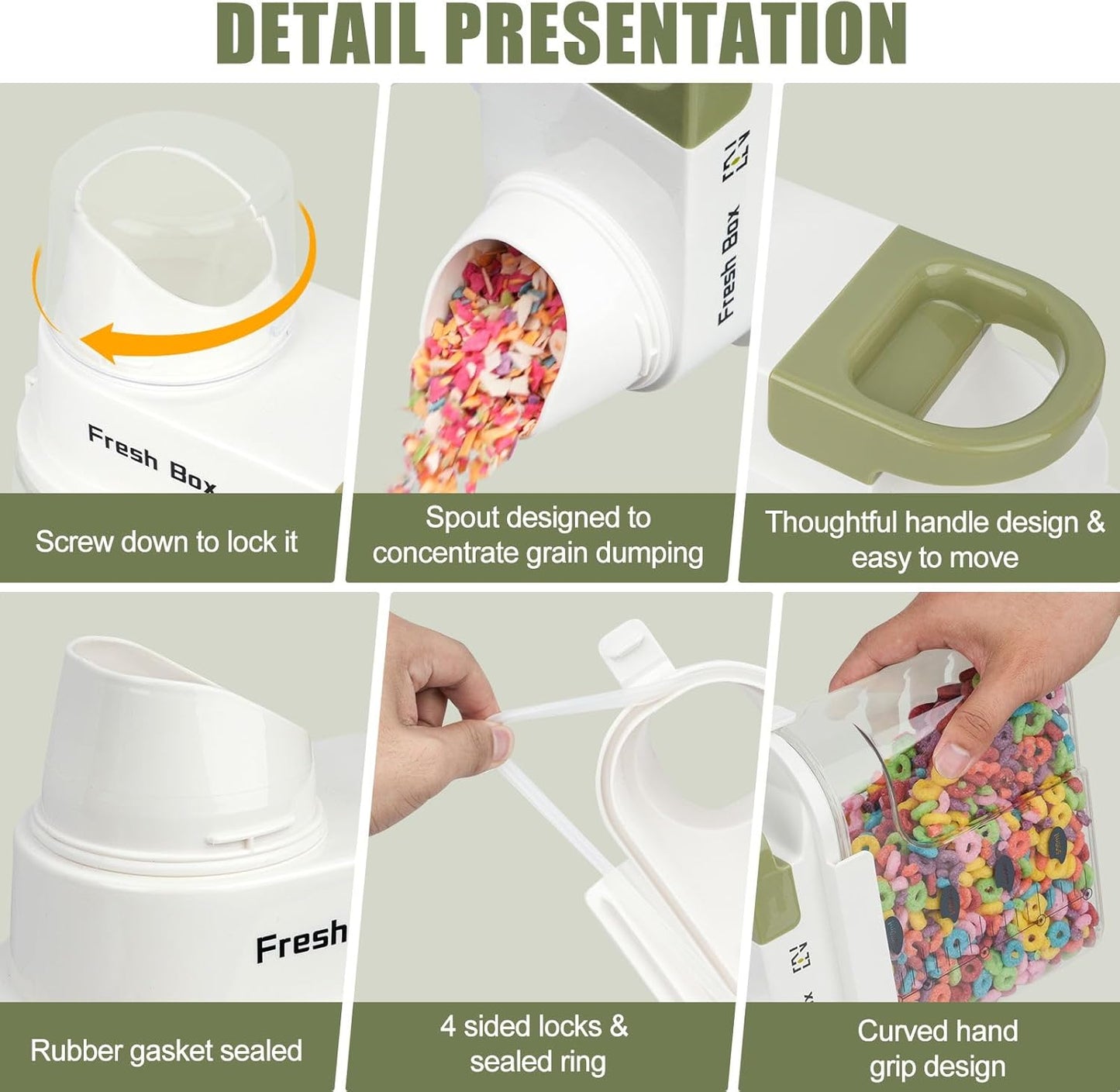 Cereal Storage Container 4Pack,44oz/1.3L Airtight Food Storage Containers With Lids,Organizers Storage With Measuring Cup for Beans,Sugar,Rice,Nuts,Snacks,Dog Cat Pet Food,Candy