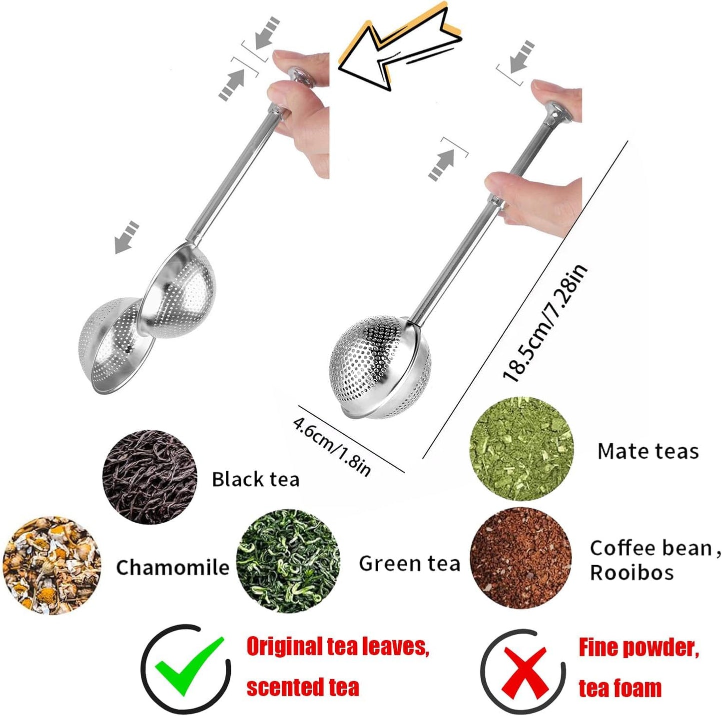 2pack Tea Ball, tea infuser for loose leaf tea, tea strainers for loose tea, stainless steel tea strainer, loose leaf tea steeper, easy clean, tea fine mesh strainer reusable