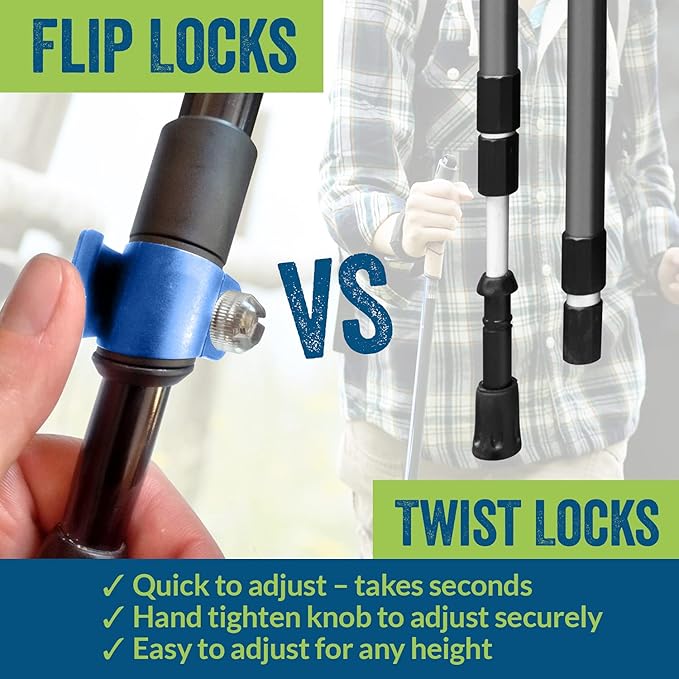 York Nordic Hiking & Walking Poles - Cushion Foam Grips w/Nordic Strap - Lightweight, Adjustable, and Great for Balance -2 Pieces w/Flip Locks, and Travel Bag - Heights 5'4"-6'2"