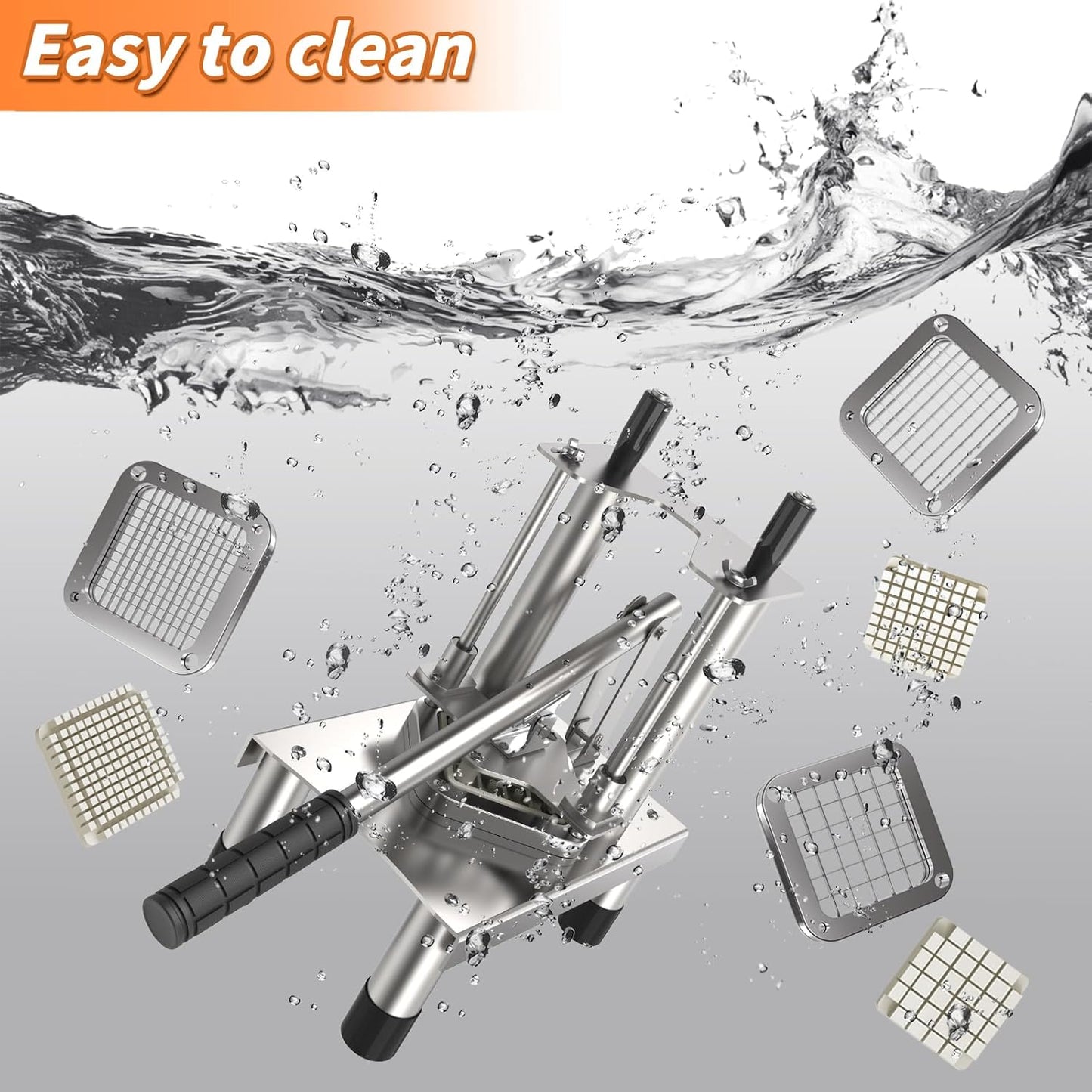 Commercial French Fry Cutter,Stainless Steel French Fries Machine,Heavy Vertical Cutter Vegetable Chopper,with 3 Replacement (1/2 Inch, 3/8 Inch and 1/4 Inch Blades),for Restaurants and Home Kitchen