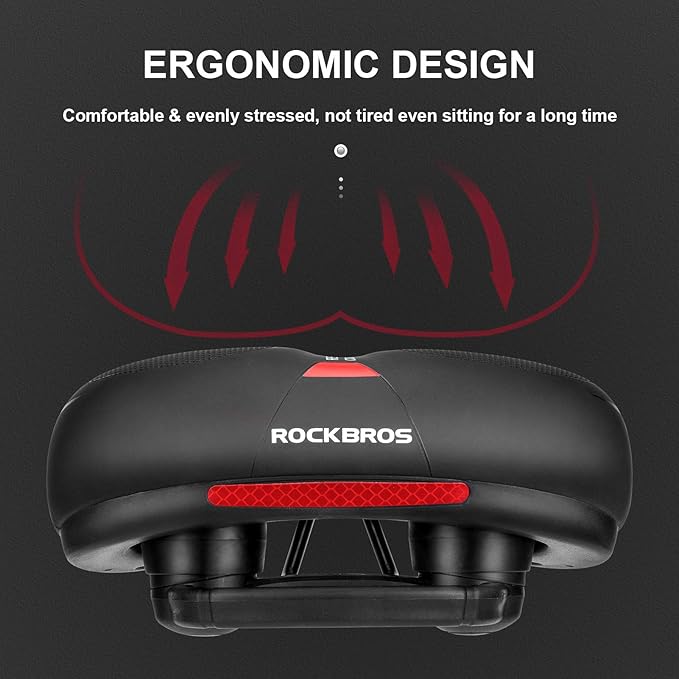 ROCKBROS Bike Seat Cushion for Men Women with Handle & Dual Shock Absorbing Ball Memory Foam - 3 Zone Concept Bike Saddle, Soft Wide Waterproof Mountain Bicycle Accessories