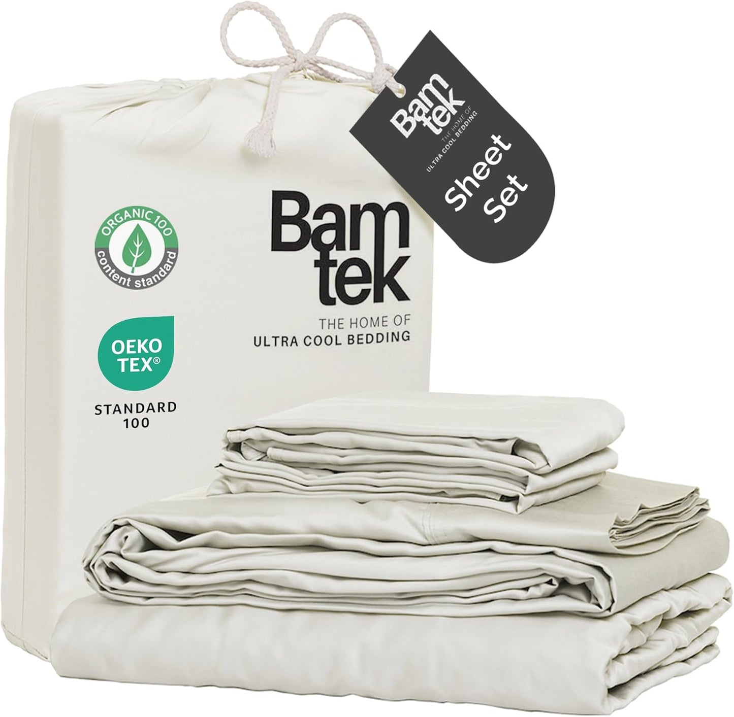 100% Viscose from Bamboo Sheets Queen Size, Super Soft Bedding Set, 4PC Cooling Sheets for Hot Sleepers, Vegan Silk Moisture Wicking, Organically Grown Bedsheet - Ivory - 60" x 80"