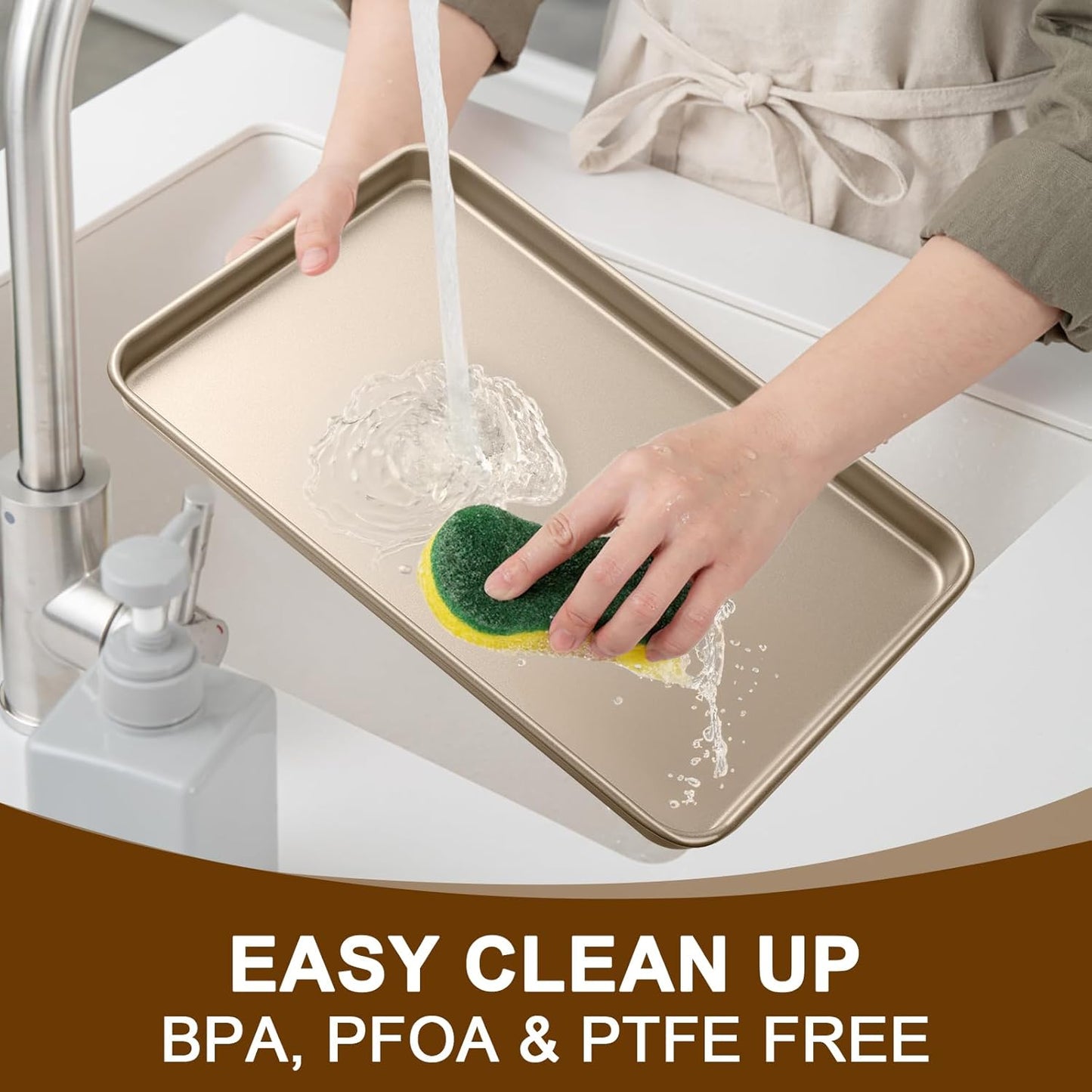 Baking Sheet Pan Set of 2, Wildone Commercial Cookie Sheets for Baking, Nonstick Carbon Steel Jelly Roll Pan Oven Tray 15x10 Inch, Heavy Duty & Easy Clean