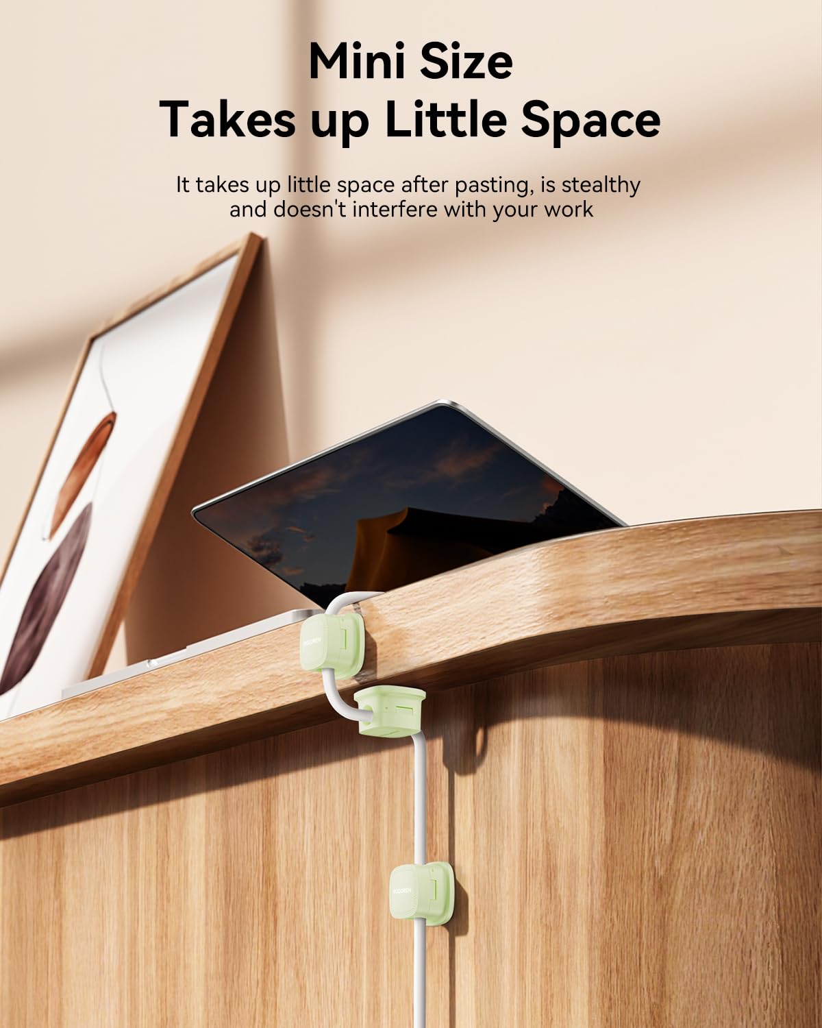 6 Pack Cable Management Cord Organizer, Magnetic Cable Clips-1s Lock, Rocoren Desk Adhesive Cord Cable Clip Wire Holder Keeper for Phone Charger Wire, Nightstand, Car, Office, Desktop Accessory, Green