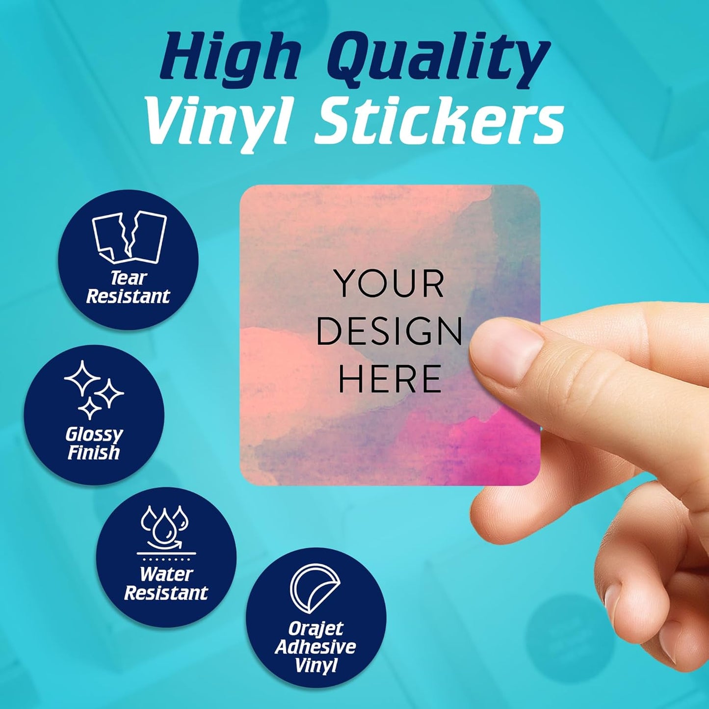 100 Custom Vinyl Stickers - Upload Your own Image, Text, Design, Logo - Personalized Logo Labels for Handmade, Packaging, Bottle, Jars, Candle, Brand Stickers (Rose, 2x2 Square)