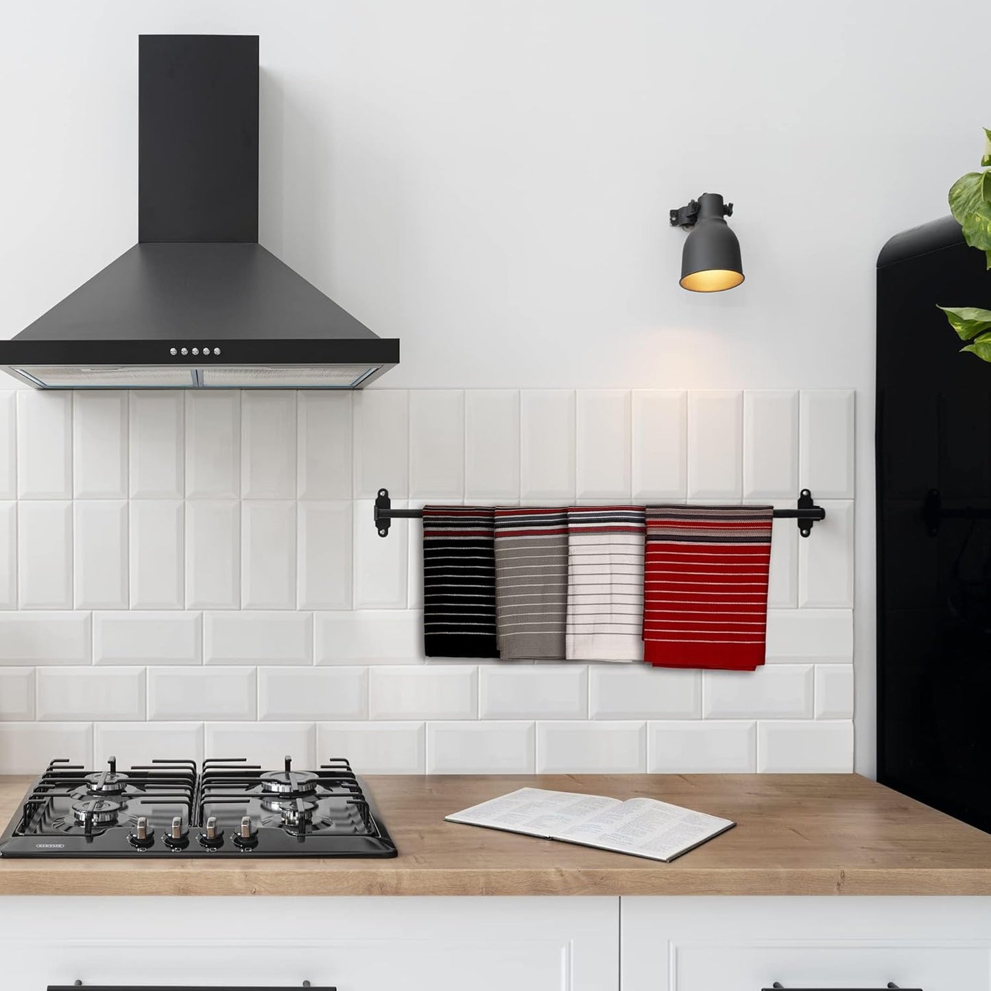 Urban Villa Kitchen Towels (20x30 Inches 8 Pack) Extra Large Premium Salsa Stripes Dish Towels for Kitchen Dish Cloths Highly Absorbent 100% Cotton Kitchen Hand Towels with Hanging Loop Tea Towels