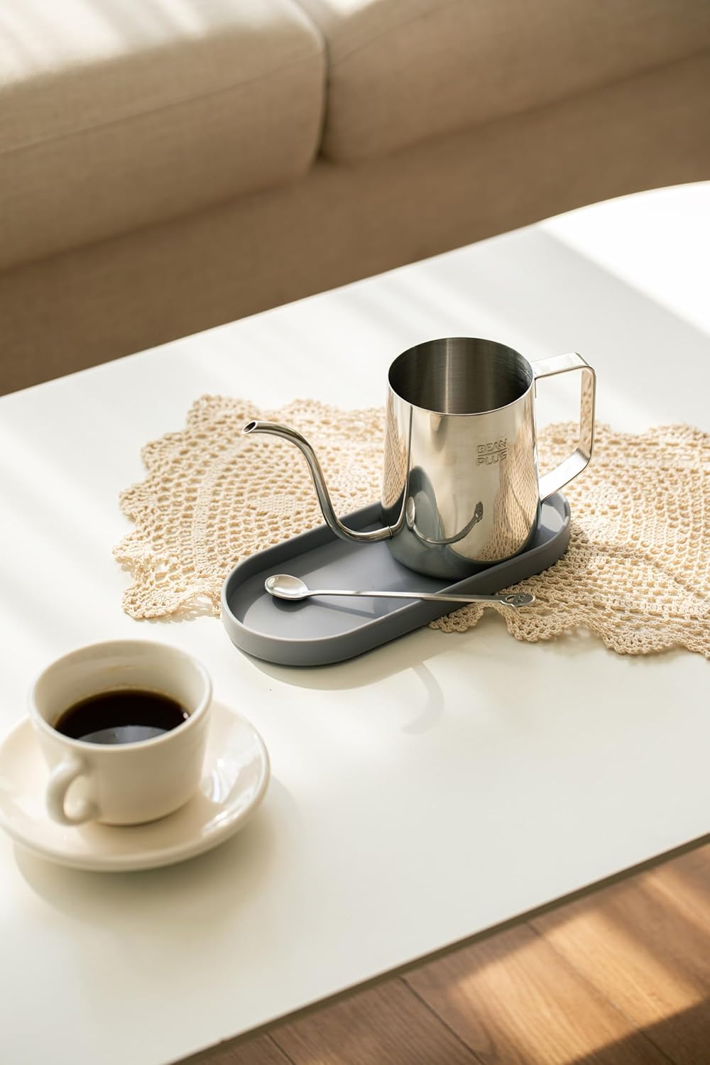 Lazy K Silicone Tray - Small Vanity Tray Organizer - Spoon Rest Holder - Multi-Purpose Modern Kitchen Sink, Bathroom, Counter Organizer (Light Grey)