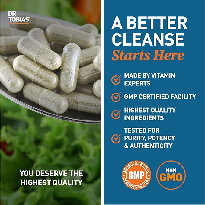 Dr. Tobias Colon 14 Day Cleanse, Advanced Gut Cleanse Detox for Women & Men with Cascara Sagrada, Psyllium Husk, Senna Leaf & Probiotics, Non-GMO Colon Cleanse, 28 Capsules 1-2 Daily