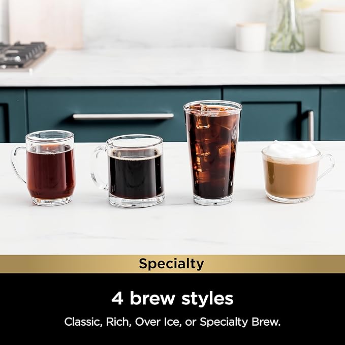 Ninja Pods & Grounds Specialty Single-Serve Coffee Maker, K-Cup Pod Compatible, Built-In Milk Frother, 6-oz. Cup to 24-oz. Travel Mug Sizes, Iced Coffee Maker, 1550 watts, Sage Green, PB051SG