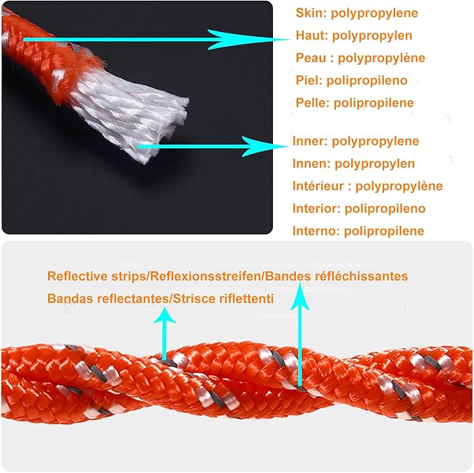 5/16 in (8mm) x 32 ft (10Meter) Marine Floating Rope for Boating, Fishing, Rafting, Camping, Hiking, Hunting, Anchor, Mooring, Dock Lines, Kayak, Canoe, Rescuing Reflective Orange