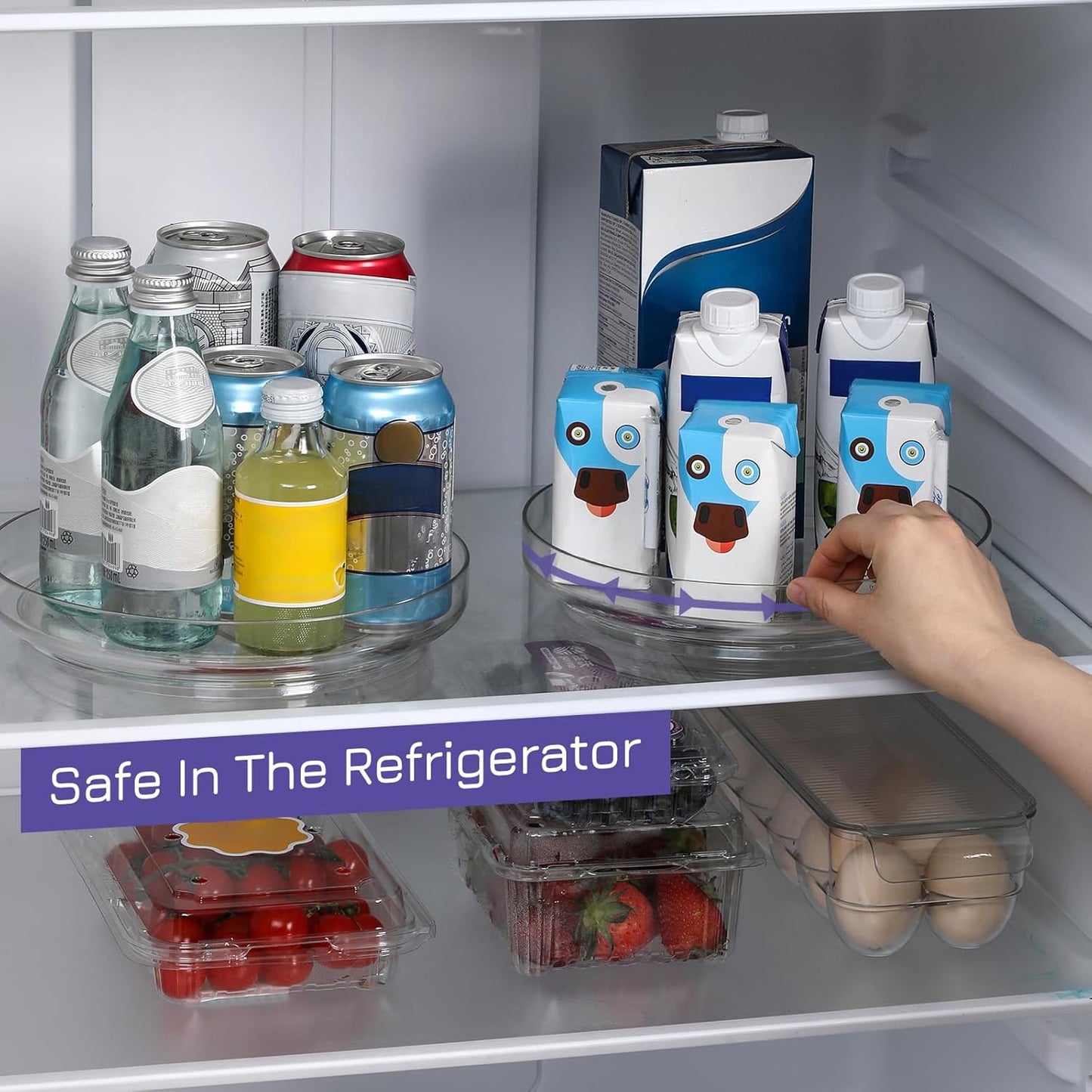 2 Pack 9 Inch Clear Acrylic Lazy Susan, Non-Skid Turntable Organizer for Cabinet, Kitchen, Pantry Organization Storage, Refrigerator, Vanity Makeup, Bathroom Countertop Organizing, Rotating Spice Rack