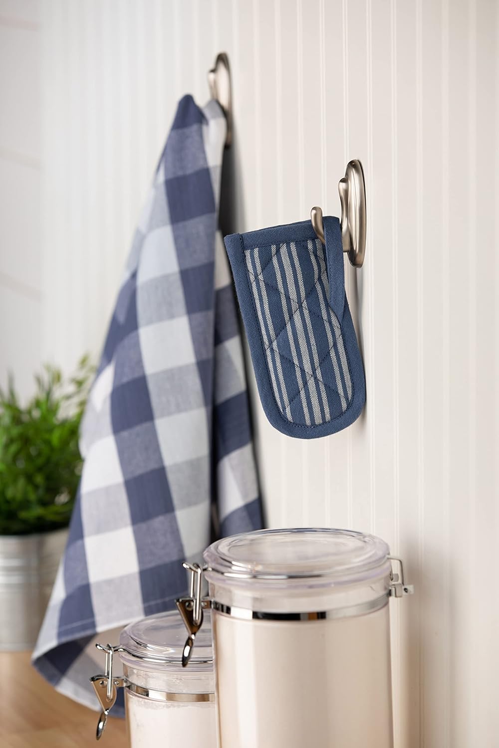 Sticky Toffee Pan Handle Covers for Cast Iron Skillet, Set of 2, Blue Heat Resistant Sleeves, 3 x 6 in, Oeko-Tex Cotton Hot Pot Holders