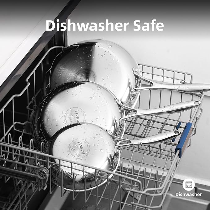 DELUXE Hybrid Ceramic Nonstick 5-Piece Fry Pan Set,8,10,12 Inch Frying Pans with Tempered Glass Lids,Stay-Cool Handles, Dishwasher Safe, Works on All Stovetops (Induction, Gas, Electric)