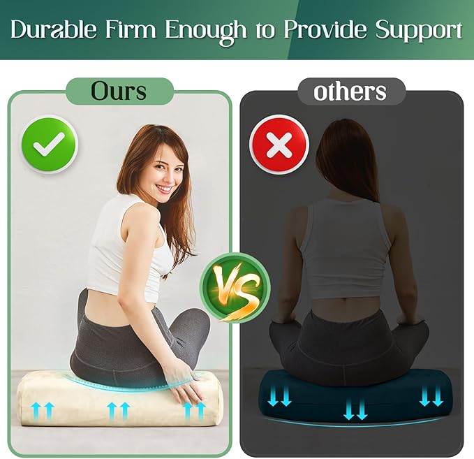 Premium Crushed Sponge Yoga Bolster Pillow for Yin Yoga, Restorative & Meditation - Rectangular Cushion