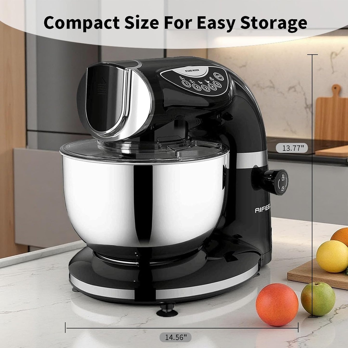 Aifeel Stand Mixer, 8.5QT+ 6QT Two Stainless Steel Bowls Electric Food Mixer, 7 in 1 Multifunctional Kitchen Mixer with Dough Hook, Whisk, Beater, Meat Grinder,Pasta & Cookie Maker-Black