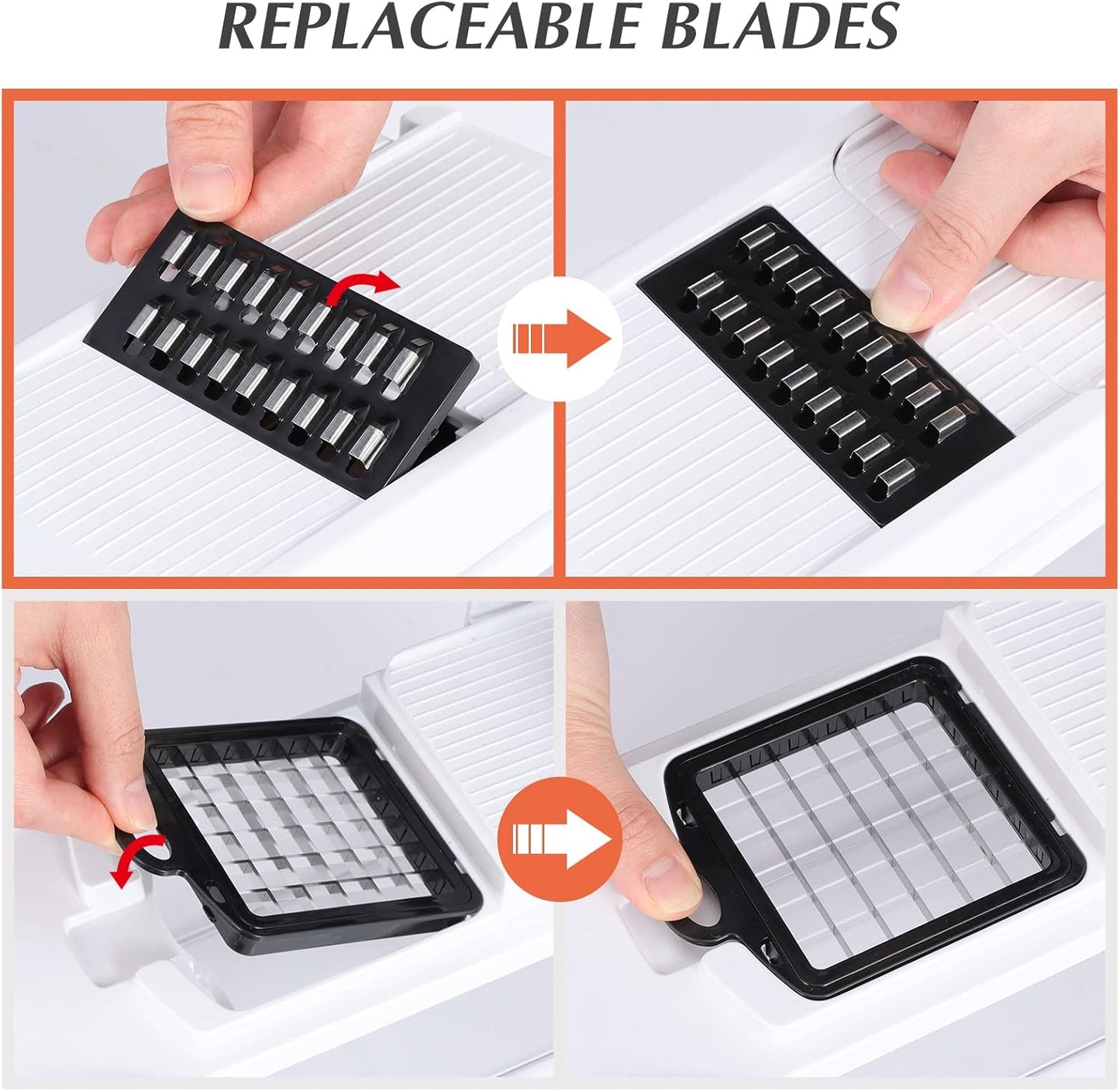 KEOUKE Vegetable Chopper Mandoline Slicer Pro - 16 in 1 Interchangeable Blades Food Chopper with Container, Hand Guard & Drainer, Veggie Dicer Spiralizer Kitchen Gadget for Onion, Cucumber, Fruit