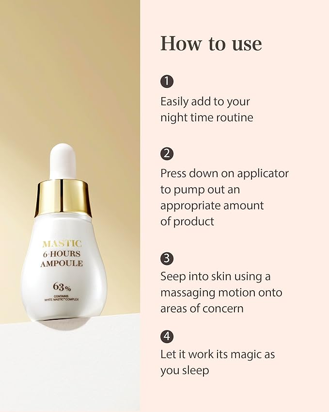 Mastina Mastic Ampoule (Dropper Type, 0.5fl oz) - Face Serum Fermented Mastic Gum. White Mastic Complex 63% + Tranexamic Acid 2% + Niacinamide 5%