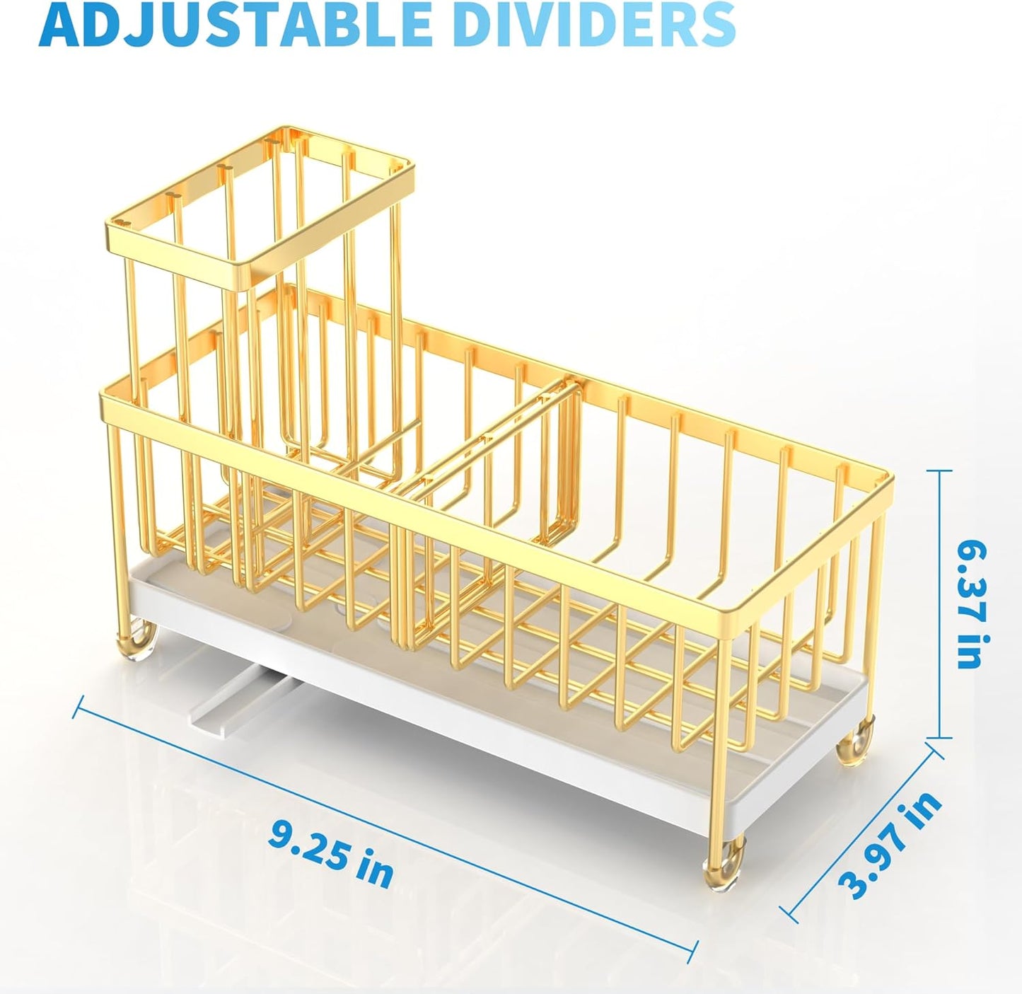 Cisily Gold Sponge Holder for Kitchen Sink, Sink Caddy Organizer with High Brush Holder, Kitchen Countertop Organizers and Storage Essentials, Rustproof 304 Stainless Steel, Soap Dispenser Organize