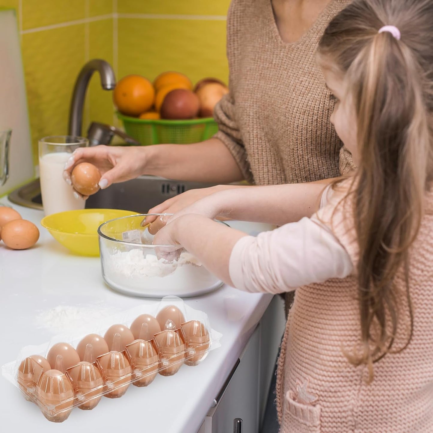 200Pcs Plastic Egg Carton Bulk Empty Clear Egg Tray Holder Container for Farm Business Market Home Kitchen Refrigerator Storage (2 x 6 Grids)