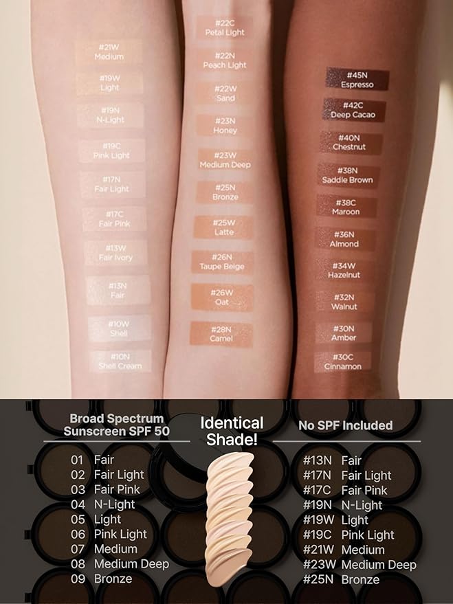 JUNG SAEM MOOL Essential Skin Nuder Cushion 10W Shell 0.49 Fl Oz, No Refill, Natural Radiant Finish Cushion Foundation with Buildable Coverage, Lightweight Texture, Korean Foundation Makeup