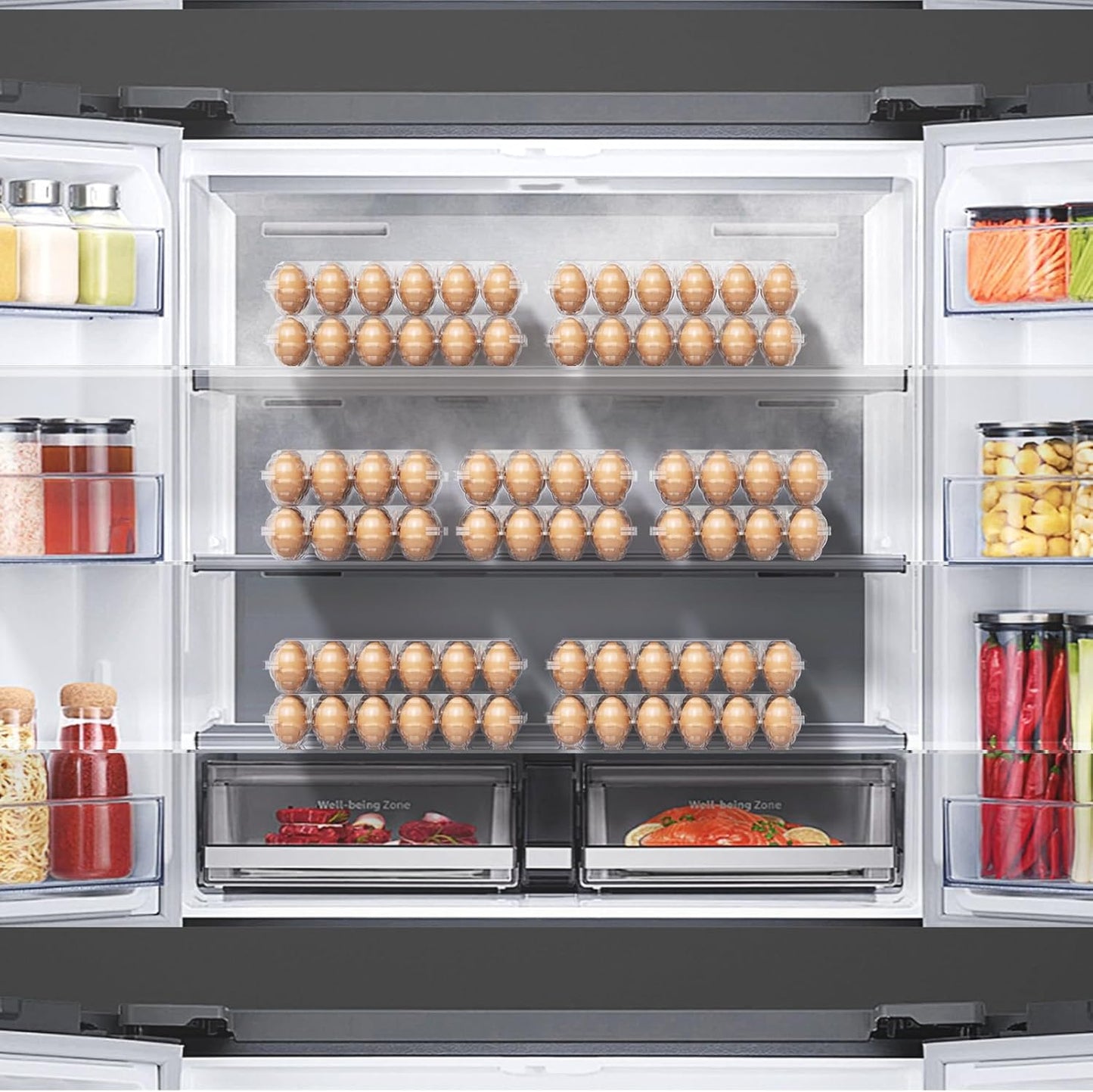 100 Pack Plastic Egg Cartons Cheap Bulk, 12 Count Clear Egg Containers for Fresh Chicken Eggs, 2x6 Grids Refrigerator Egg Trays for Refrigerator Storage, Chicken Farm, Market Display & Commercial Use