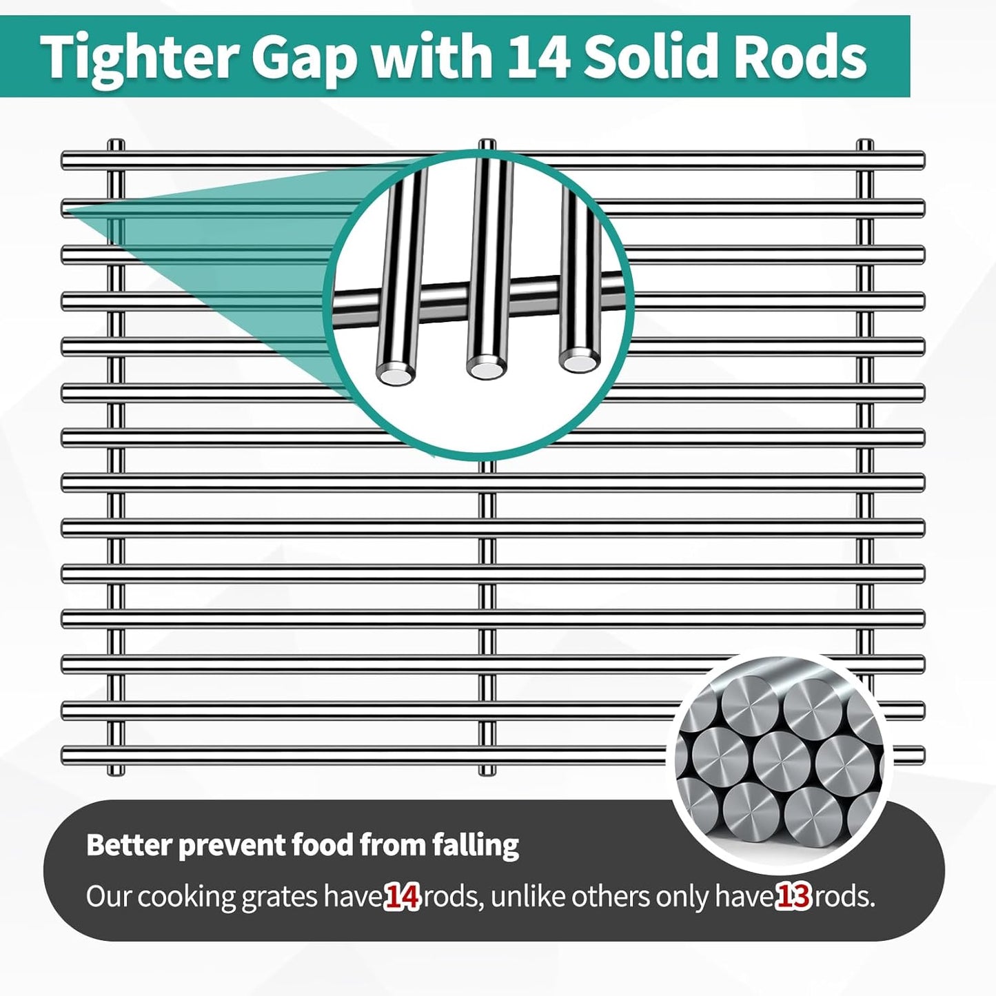 9MM 15" Stainless Steel Grill Grates for Weber Spirit E200 S200 E210 S210 Genesis Silver A Spirit 500 Gas Grill with Side Control Panel for Weber 7521 7522 7523 65905 65904 Spirit 200 Series