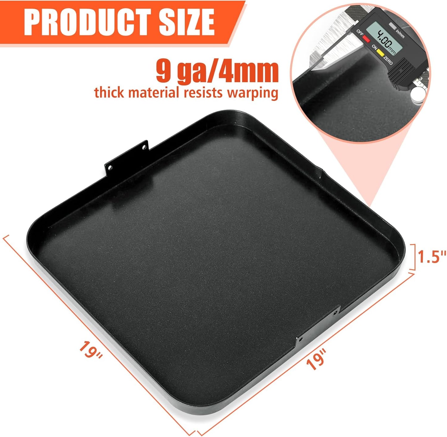 KEESHA 19.5" x 19.5" Premium Nonstick Carbon Steel Griddle with 2 Handles for for Recteq Pellet RT-590 RT-680 RT-700 Electric Pellet Smoker Grill, Taller Edges for Grilling and Stir-Frying