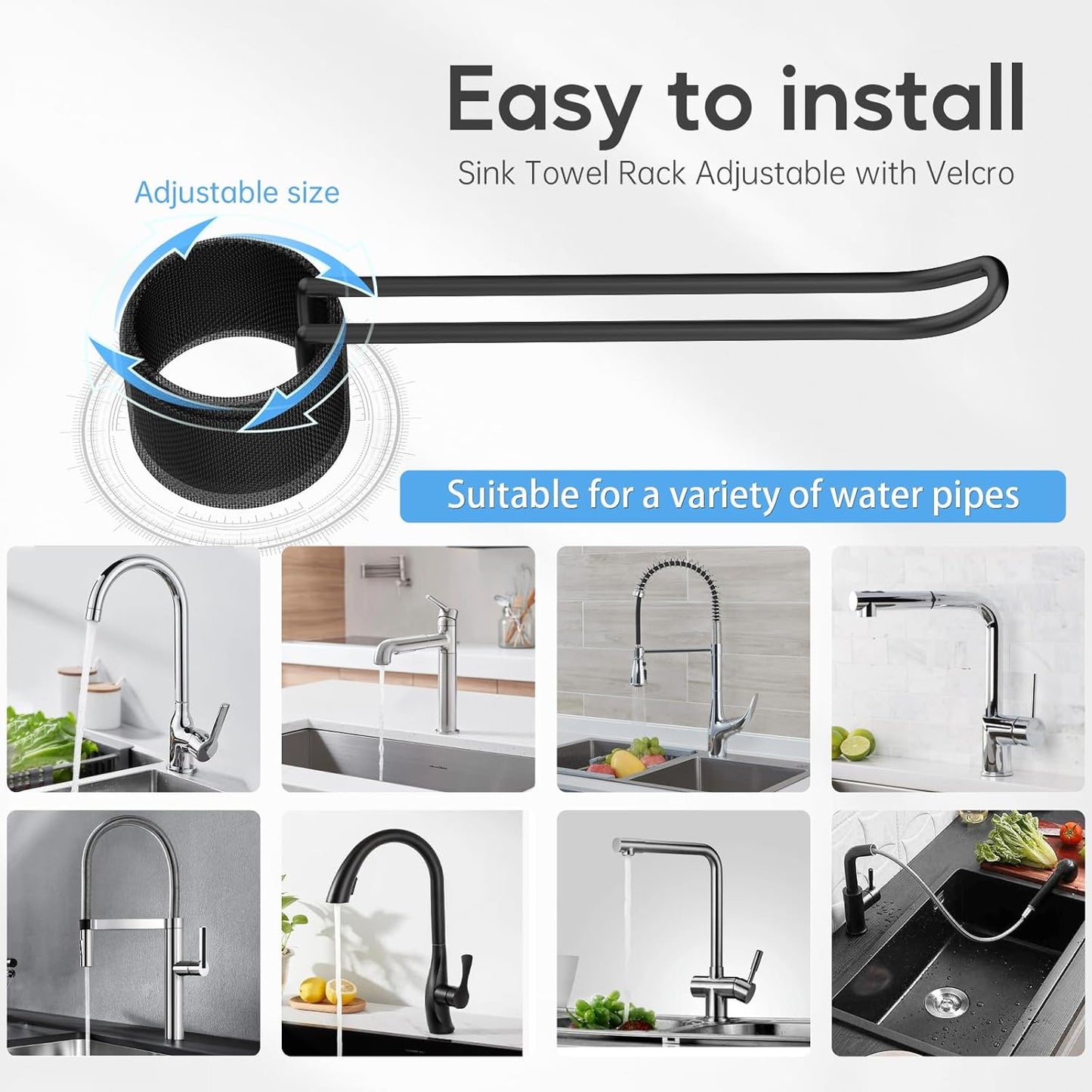 Stylish and Functional Dish Towel Holder - Keep Your Kitchen Rags and Dishcloths Neat and Within Reach with This Sink Dish Cloth Holder and Storage Rack! (1, Black)