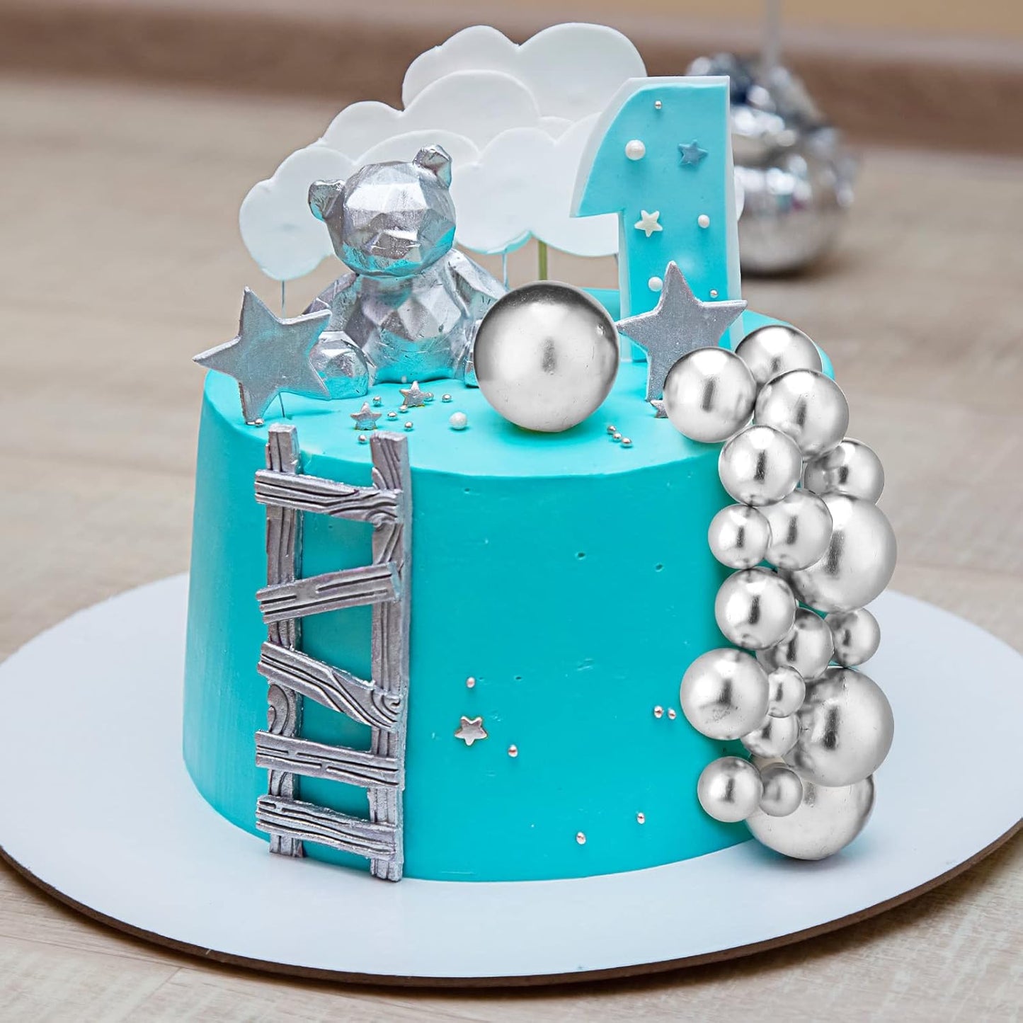 108 Pcs Balls Cake Topper DIY Cupcake Insert Foam Balloons for Cake Baking Wedding Anniversary Birthday Decoration(Gold, Silver,Multi Sizes)