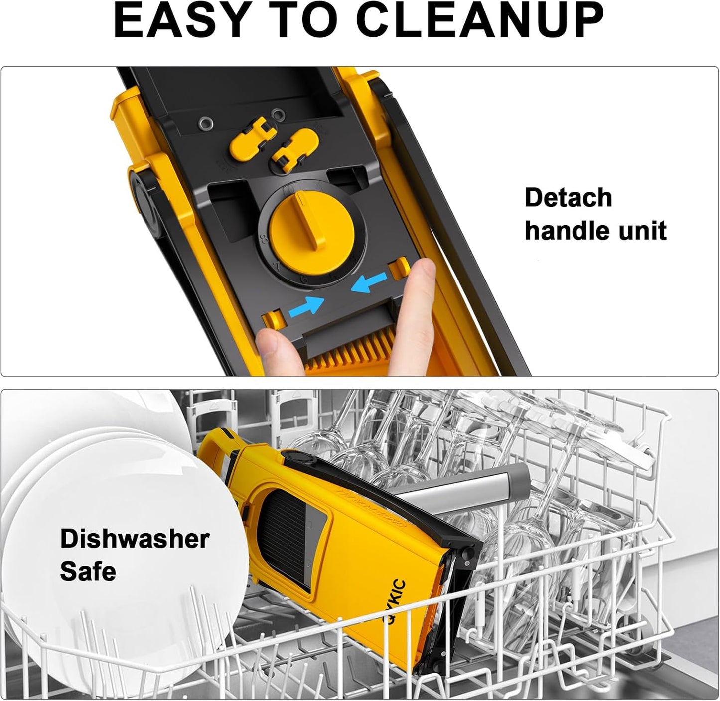 Safe Mandoline Food Slicer for Kitchen, Multifunctional Vegetable Chopper, Mandoline Potato Slicer with 35+ Presets & Thickness Adjuster, French Fry Cutter, Veggie Dicer for Meal Prep (Yellow)