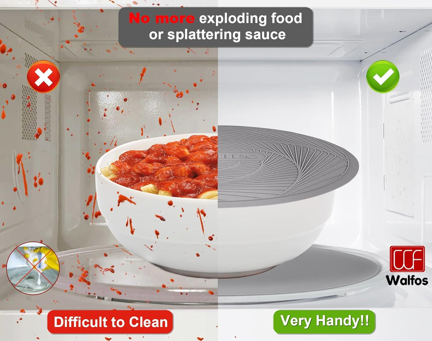 Silicone Microwave Mats, Walfos Heat Resistant Multi-Purpose Microwave Trivet Mat, Non-Slip, BPA Free and Dishwasher Safe, Perfect for Microwave, Oven and Hot Pan, 2 Pieces