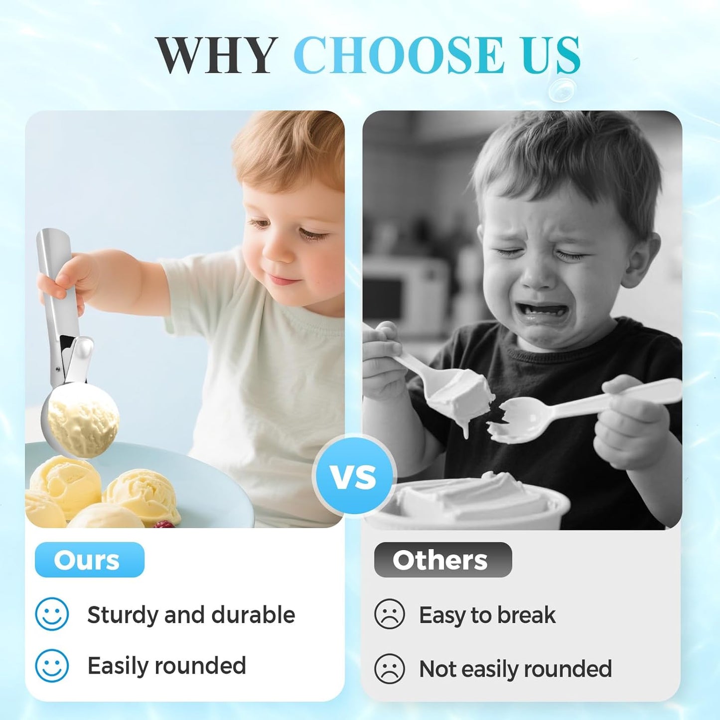 Ice Cream Scoop, 2025 New Heavy Duty Aluminum Scoop, Nonstick Gelato Scoop for Dessert Shop, Ergonomic Handle Metal Ice Cream Scoop for Home Use (3)