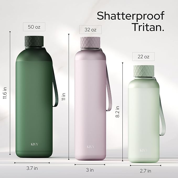 KIVY Slim Water Bottle 32oz [Lightweight & Shatterproof] - Reusable Tritan Water Bottle - Leak Proof Bottle for Women & Men - No Spill - Dishwasher Safe Water Bottle BPA Free