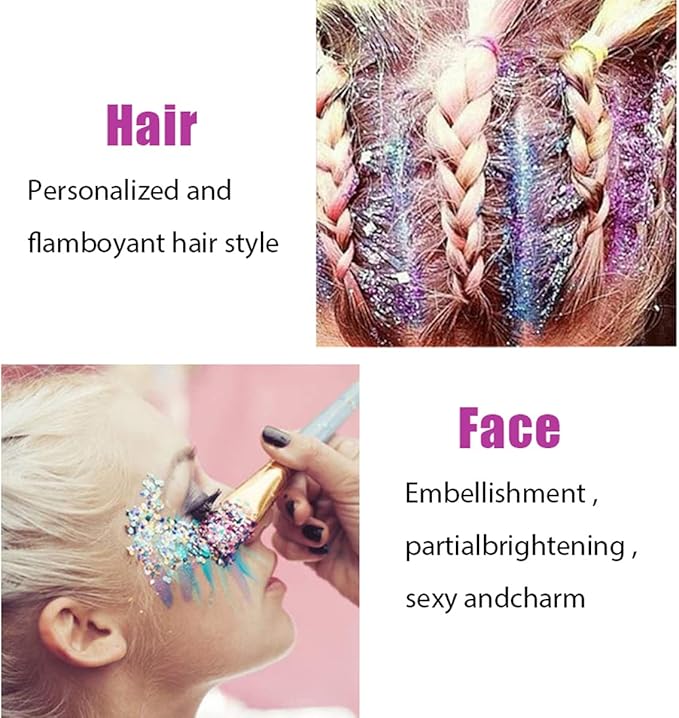 MEICOLY Green Face Body Glitter,Alien Glitter Makeup,Mermaid Sequins Glitter Face Paint,Face Hair Party Festival Chunky Glitter Makeup
